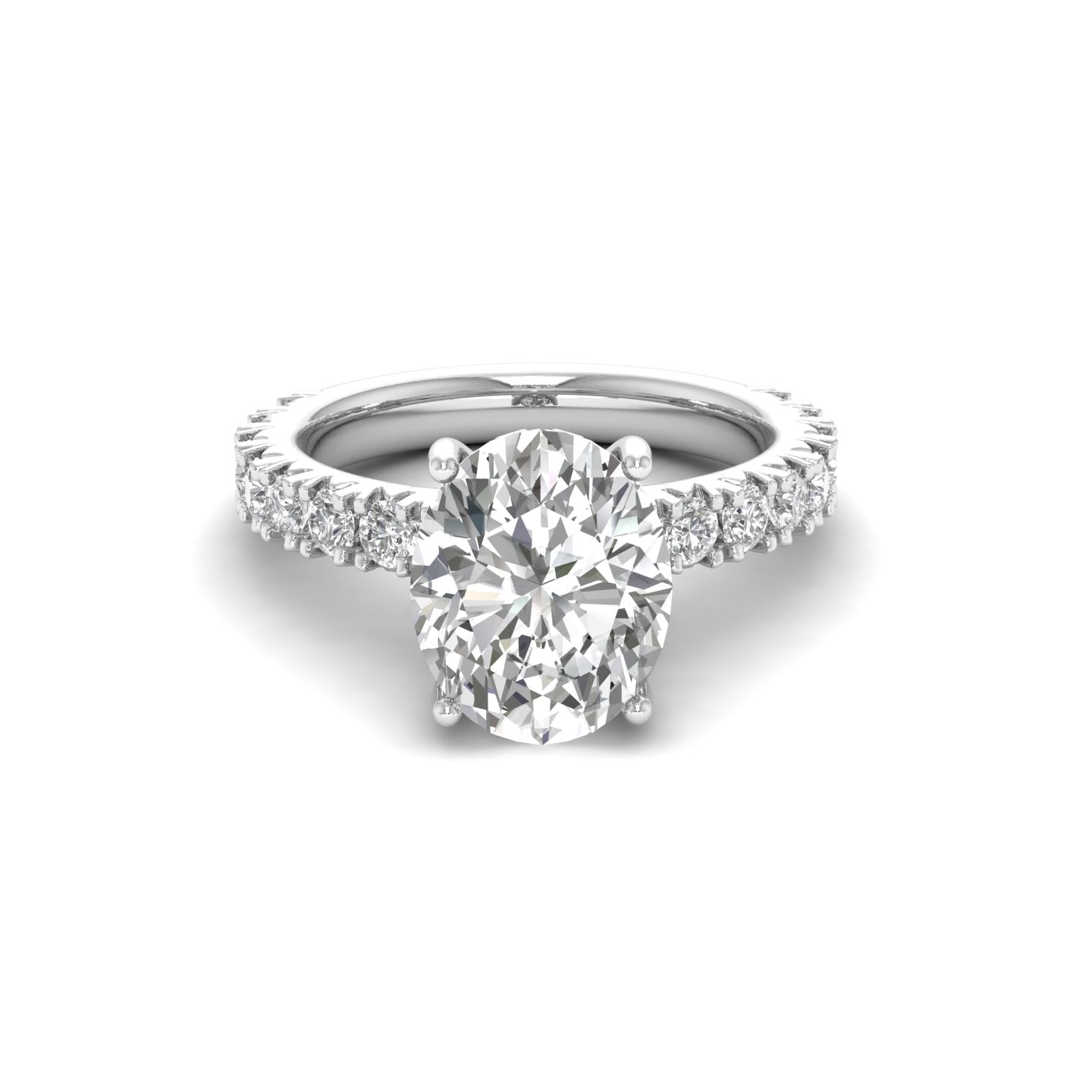 White Gold Studded 3.36 Carat Lab Grown Diamond Ring-G Color VS1 Clarity.